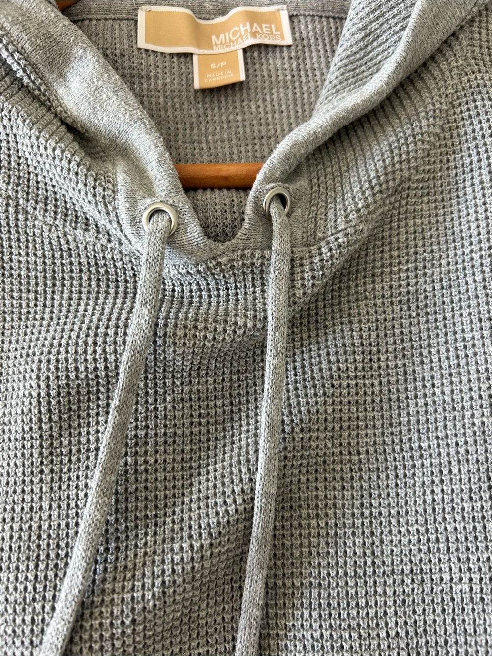 Michael Kors Light Gray Waffle-Knit Hoodie